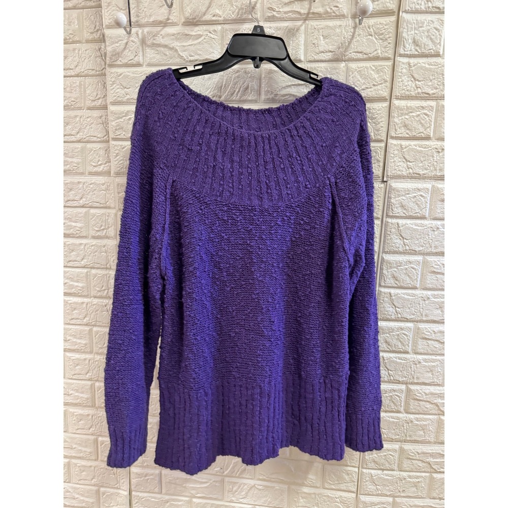 Anne Pinkerton Vintage Purple Knit Sweater Textured Popcorn Ribbed Pullover PS